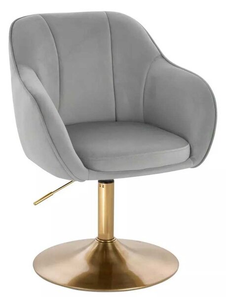 LuxuryForm DESIGN Židle AVOLA VELUR na zlatém talíři - světle šedá