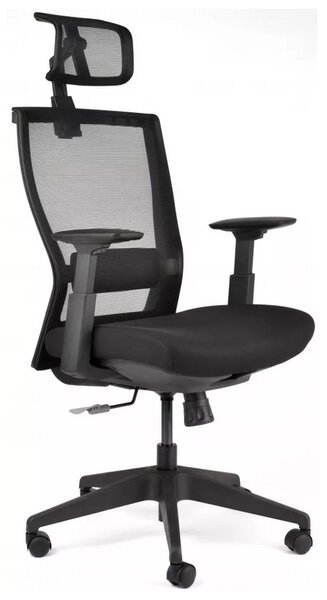 MERCURY židle M5 černý plast, látka černá+černá
