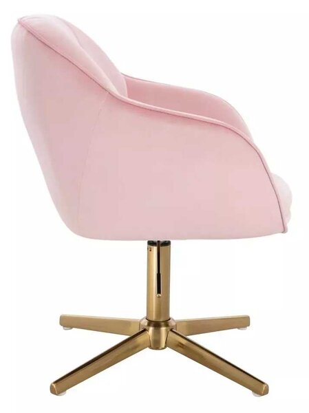 LuxuryForm DESIGN Židle AVOLA VELUR na zlatém kříži - světle růžová
