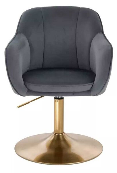 LuxuryForm DESIGN Židle AVOLA VELUR na zlatém talíři - tmavě šedá