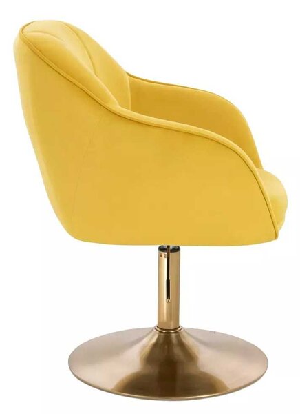 LuxuryForm DESIGN Židle AVOLA VELUR na zlatém talíři - žlutá