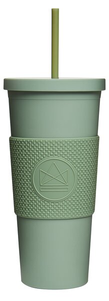 Pohár na pití s brčkem, 625 ml, Kactus, zelený