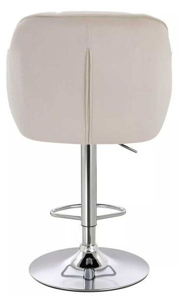 LuxuryForm DESIGN Barová židle AVOLA VELUR na stříbrné kulaté podstavě - krémová