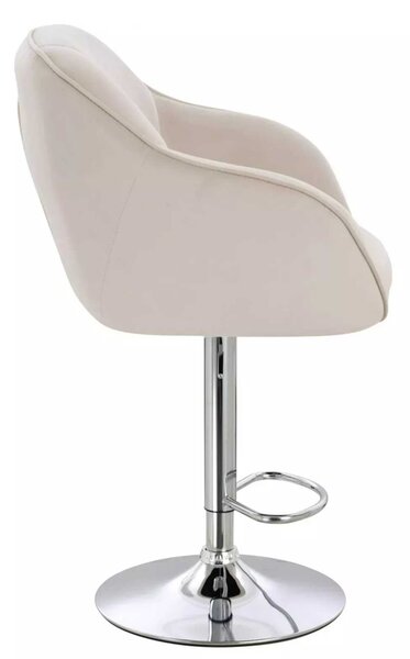 LuxuryForm DESIGN Barová židle AVOLA VELUR na stříbrné kulaté podstavě - krémová