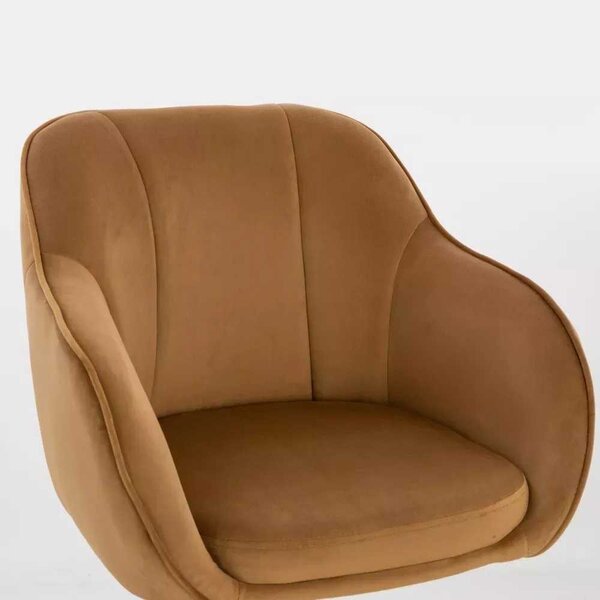 LuxuryForm DESIGN Barová židle AVOLA VELUR na zlaté hranaté podstavě - medová