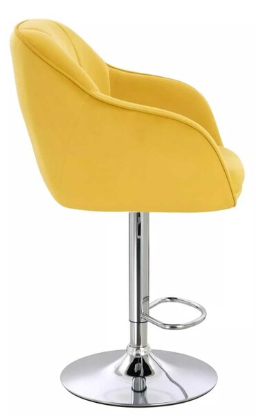 LuxuryForm DESIGN Barová židle AVOLA VELUR na stříbrné kulaté podstavě - žlutá