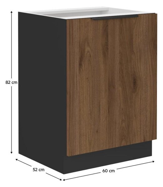 Dolní kuchyňská skříňka Monsesa 60 D 1F BB (ořech okapi + černá)