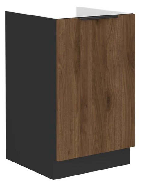 Dolní dřezová kuchyňská skříňka Monzesa 50 ZL 1F BB (ořech okapi + černá)