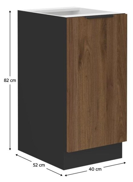 Dolní kuchyňská skříňka Monzesa 40 D 1F BB (ořech okapi + černá)
