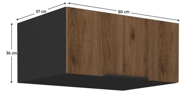 Horní kuchyňská skříňka Monzesa 80 NAGU 36 1F (ořech okapi + černá)