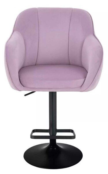 LuxuryForm DESIGN Barová židle AVOLA VELUR na černé kulaté podstavě - levandule