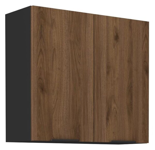 Horní kuchyňská skříňka Monzesa 80 G 72 2F (ořech okapi + černá)