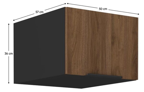 Horní kuchyňská skříňka Monzesa 50 NAGU 36 1F (ořech okapi + černá)