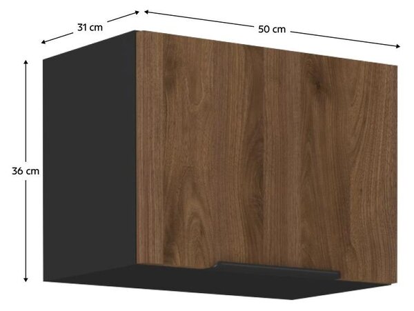 Horní kuchyňská skříňka Monzesa 50 GU 36 1F (ořech okapi + černá)
