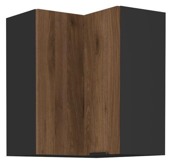 Horní rohová kuchyňská skříňka Monzesa 60x60 GN 72 2F (ořech okapi + černá)