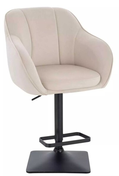 LuxuryForm DESIGN Barová židle AVOLA VELUR na černé hranaté podstavě - krémová