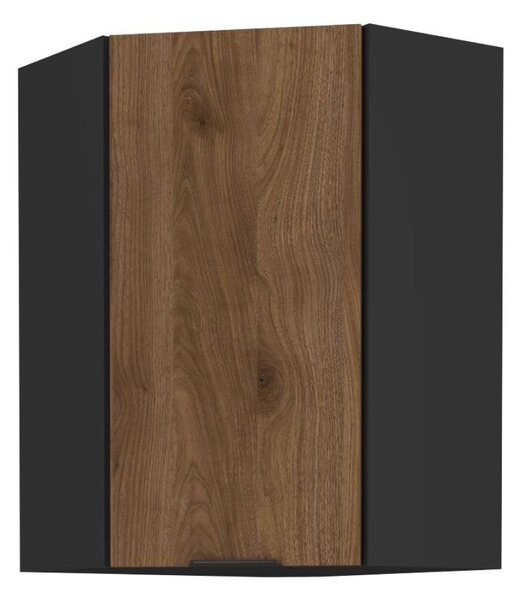 Horní rohová kuchyňská skříňka Monzesa 60x60 GN 90 1F (ořech okapi + černá)