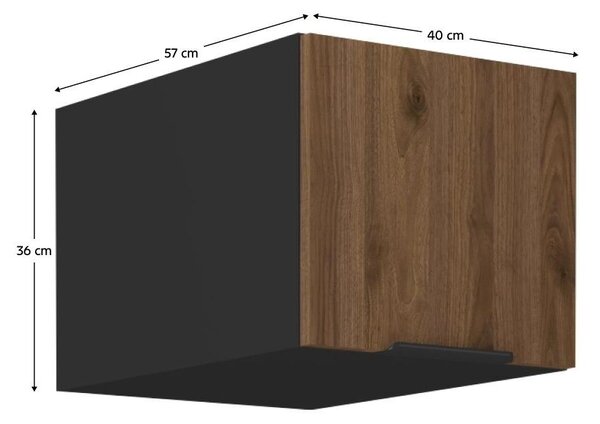 Horní kuchyňská skříňka Monzesa 40 NAGU 36 1F (ořech okapi + černá)