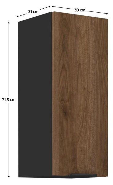 Horní kuchyňská skříňka Monzesa 30 G 72 1F (ořech okapi + černá)