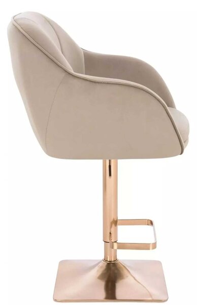 LuxuryForm DESIGN Barová židle AVOLA VELUR na zlaté hranaté podstavě - latte