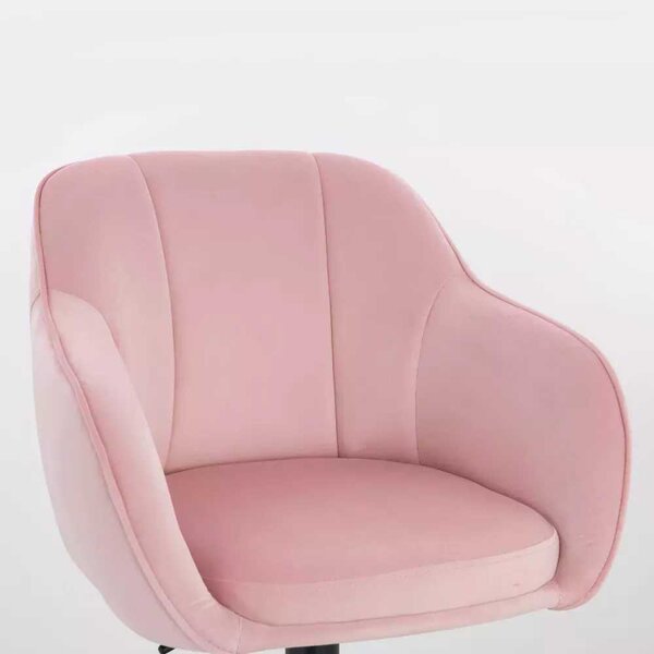 LuxuryForm DESIGN Barová židle AVOLA VELUR na černé hranaté podstavě - světle růžová