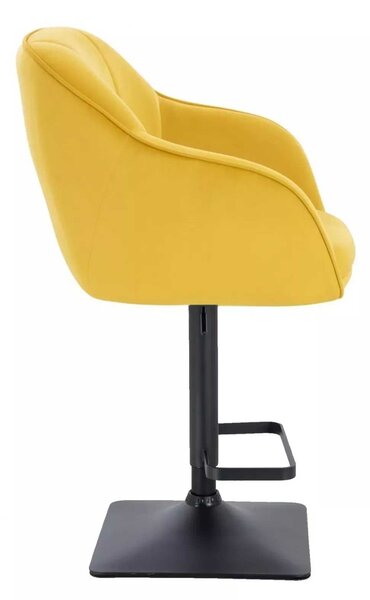 LuxuryForm DESIGN Barová židle AVOLA VELUR na černé hranaté podstavě - žlutá