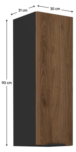 Horní kuchyňská skříňka Monzesa 30 G 90 1F (ořech okapi + černá)