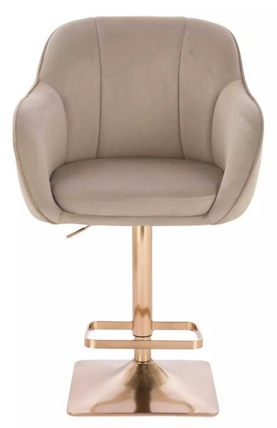 LuxuryForm DESIGN Barová židle AVOLA VELUR na zlaté hranaté podstavě - latte