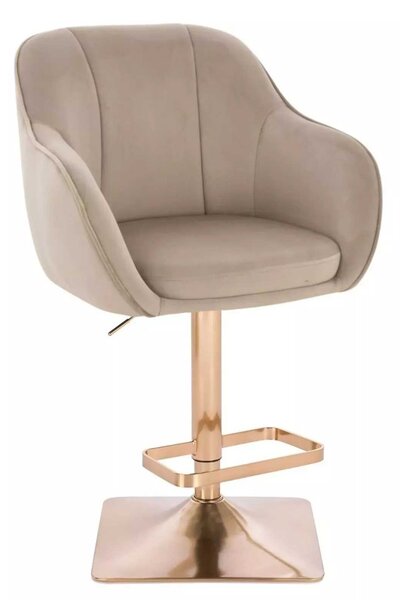 LuxuryForm DESIGN Barová židle AVOLA VELUR na zlaté hranaté podstavě - latte
