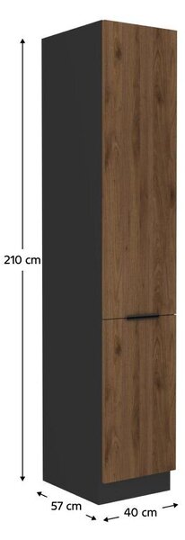 Potravinová kuchyňská skříň Monzesa 40 DK 210 2F (ořech okapi + černá)