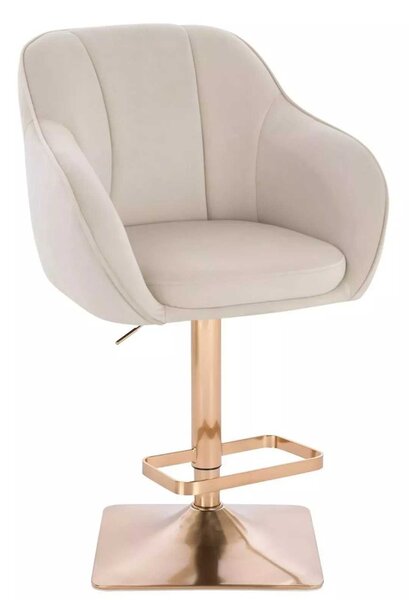 LuxuryForm DESIGN Barová židle AVOLA VELUR na zlaté hranaté podstavě - krémová