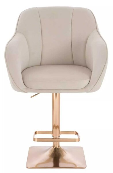 LuxuryForm DESIGN Barová židle AVOLA VELUR na zlaté hranaté podstavě - krémová