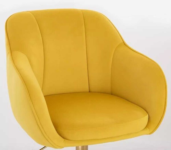 LuxuryForm DESIGN Barová židle AVOLA VELUR na zlaté hranaté podstavě - žlutá