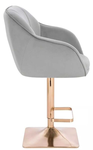 LuxuryForm DESIGN Barová židle AVOLA VELUR na zlaté hranaté podstavě - světle šedá