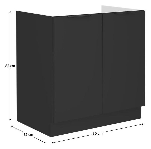 Dolní dřezová kuchyňská skříňka Sobera 80 ZL 2F BB (černá)