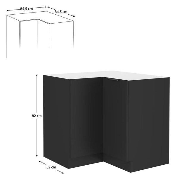 Dolní rohová kuchyňská skříňka Sobera 90x90 DN 2F BB (černá)
