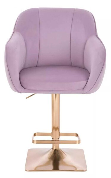 LuxuryForm DESIGN Barová židle AVOLA VELUR na zlaté hranaté podstavě - levandule