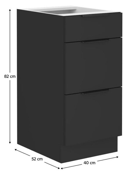 Dolní kuchyňská skříňka Sobera 40 D 3S BB (černá)