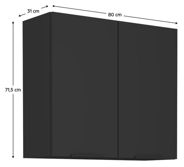 Horní kuchyňská skříňka Sobera 80 G 72 2F (černá)