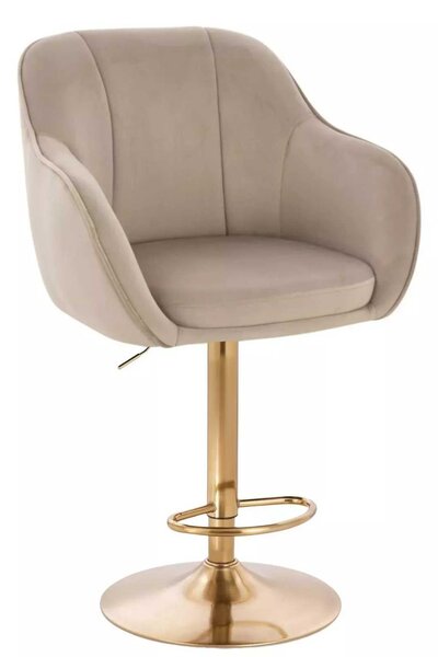 LuxuryForm DESIGN Barová židle AVOLA VELUR na zlaté kulaté podstavě - latte