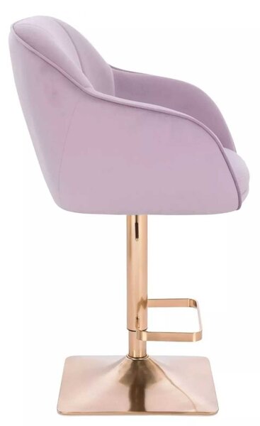 LuxuryForm DESIGN Barová židle AVOLA VELUR na zlaté hranaté podstavě - levandule