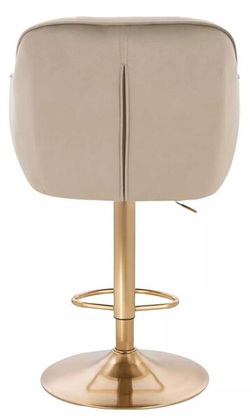 LuxuryForm DESIGN Barová židle AVOLA VELUR na zlaté kulaté podstavě - latte
