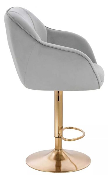 LuxuryForm DESIGN Barová židle AVOLA VELUR na zlaté kulaté podstavě - světle šedá