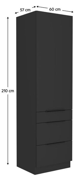 Vysoká kuchyňská skříň Sobera 60 DKS 210 3S1F (černá)