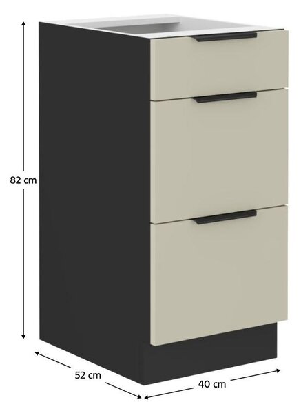 Dolní kuchyňská skříňka Arikona 40 D 3S BB (kašmír + černá)