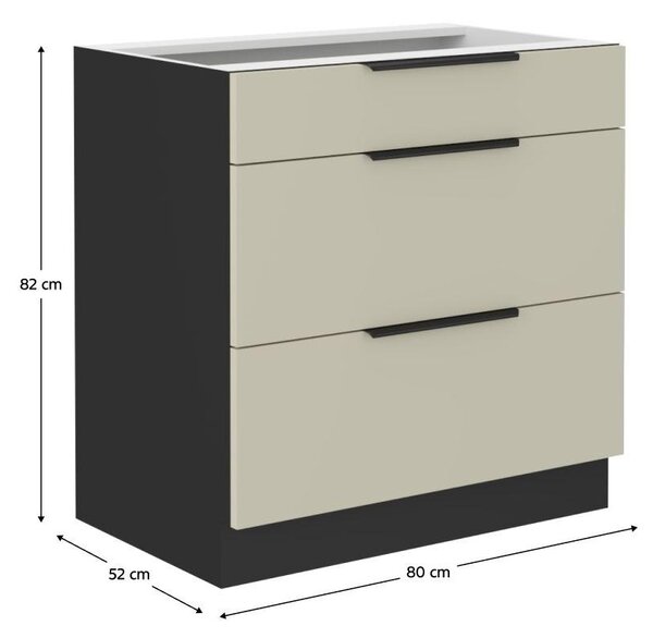 Dolní kuchyňská skříňka Arikona 80 D 3S BB (kašmír + černá)