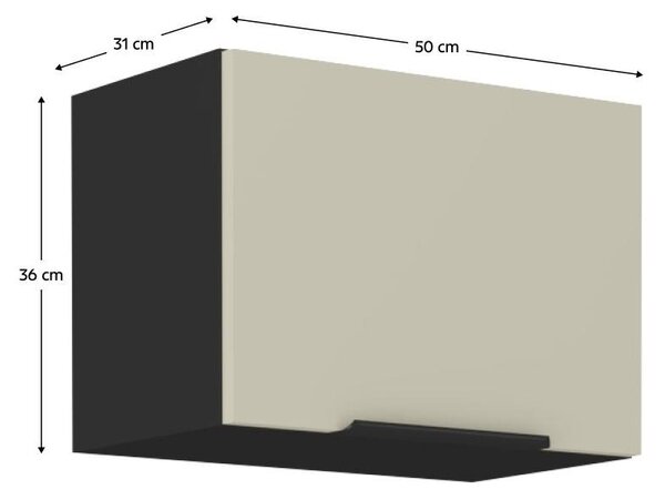 Horní kuchyňská skříňka Arikona 50 GU 36 1F (kašmír + černá)