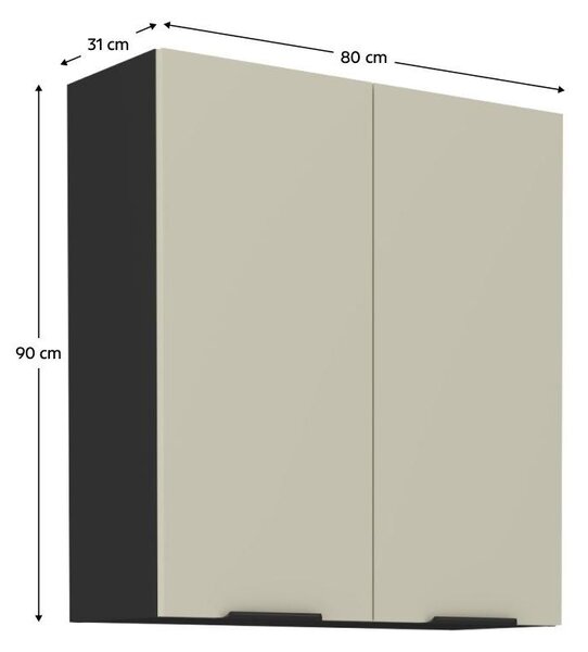 Horní kuchyňská skříňka Arikona 80 G 90 2F (kašmír + černá)