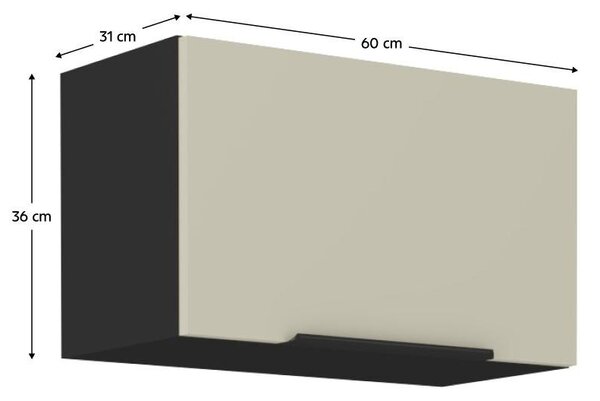 Horní kuchyňská skříňka Arikona 60 GU 36 1F (kašmír + černá)