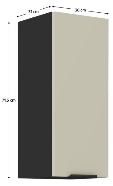 Horní kuchyňská skříňka Arikona 30 G 72 1F (kašmír + černá)